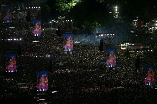 Colombian singer Shakira performs at Copacabana beach in Rio de Janeiro