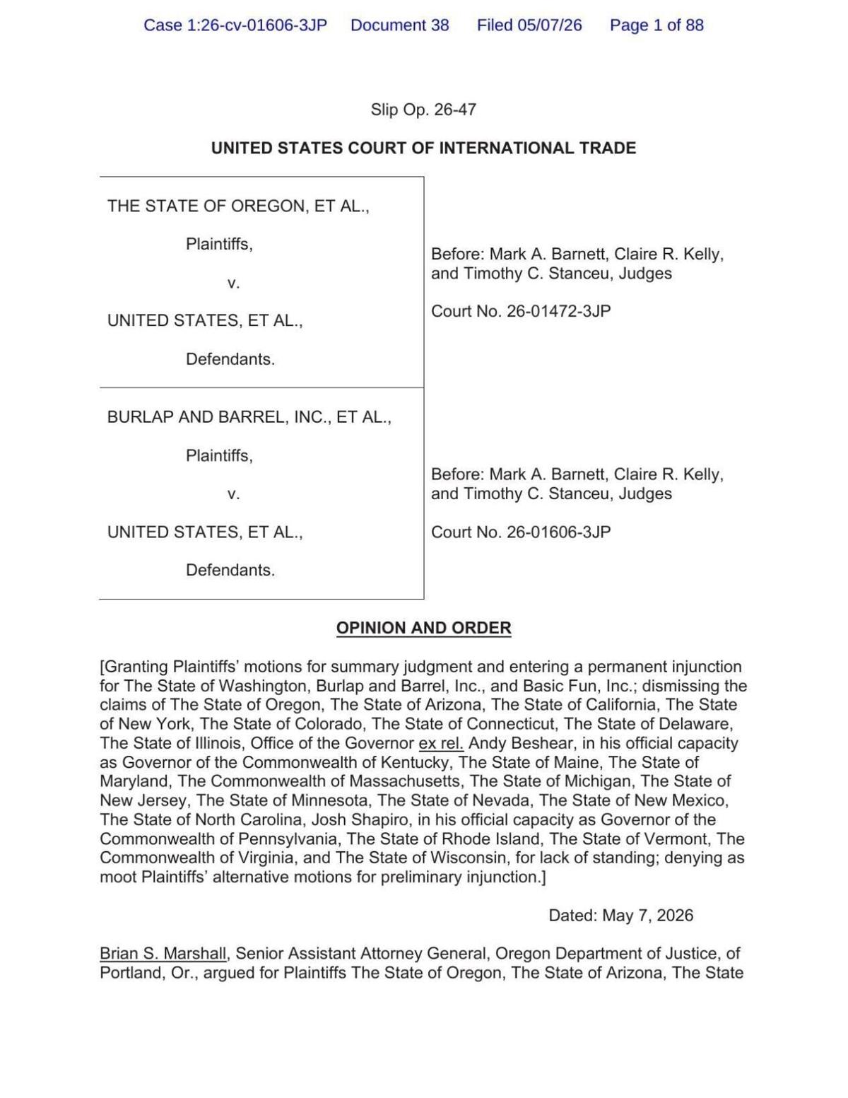 Majority opinion 5-7-26