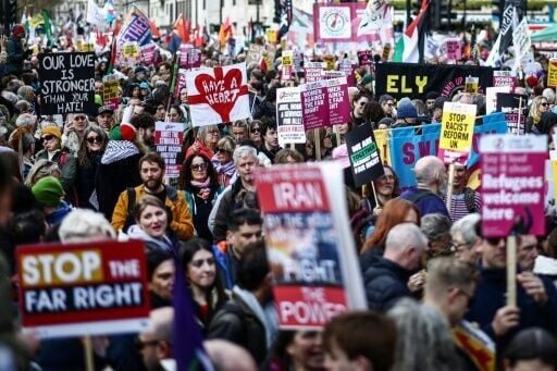 The march was organised by hundreds of groups, including trade unions, anti-racism campaigners and Muslim representative bodies