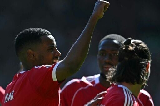 Liverpool forward Alexander Isak celebrates scoring against Crystal Palace