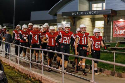 The Dufur Rangers football team takes the field last fall.