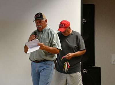 Pat Cimmiyotti speaks at the Columbia River Hotel June 27 in The Dalles.