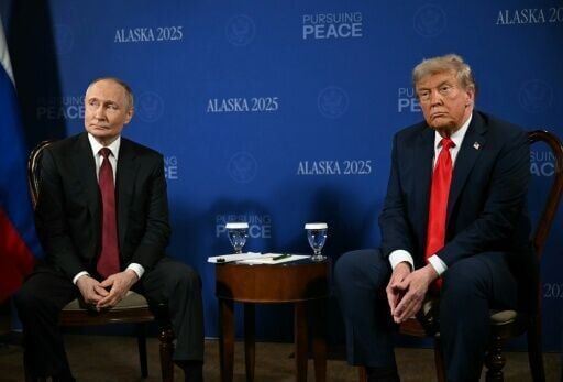 US President Donald Trump and Russian President Vladimir Putin meet during a US-Russia summit on Ukraine at Joint Base Elmendorf-Richardson in Anchorage, Alaska
