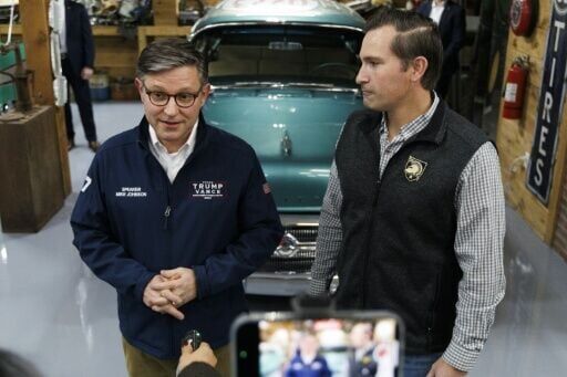 House Speaker Mike Johnson and Republican congressional candidate Matt Van Epps attended a get out the vote event