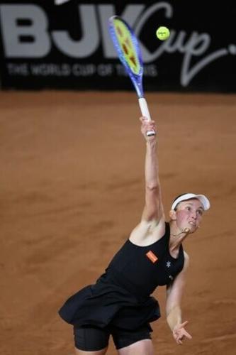 Belgium's Elise Mertens in action against USA's McCartney Kessler in Ostend
