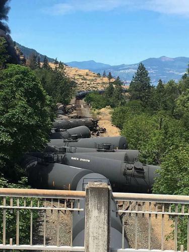 Train derailment on I-84 near Mosier