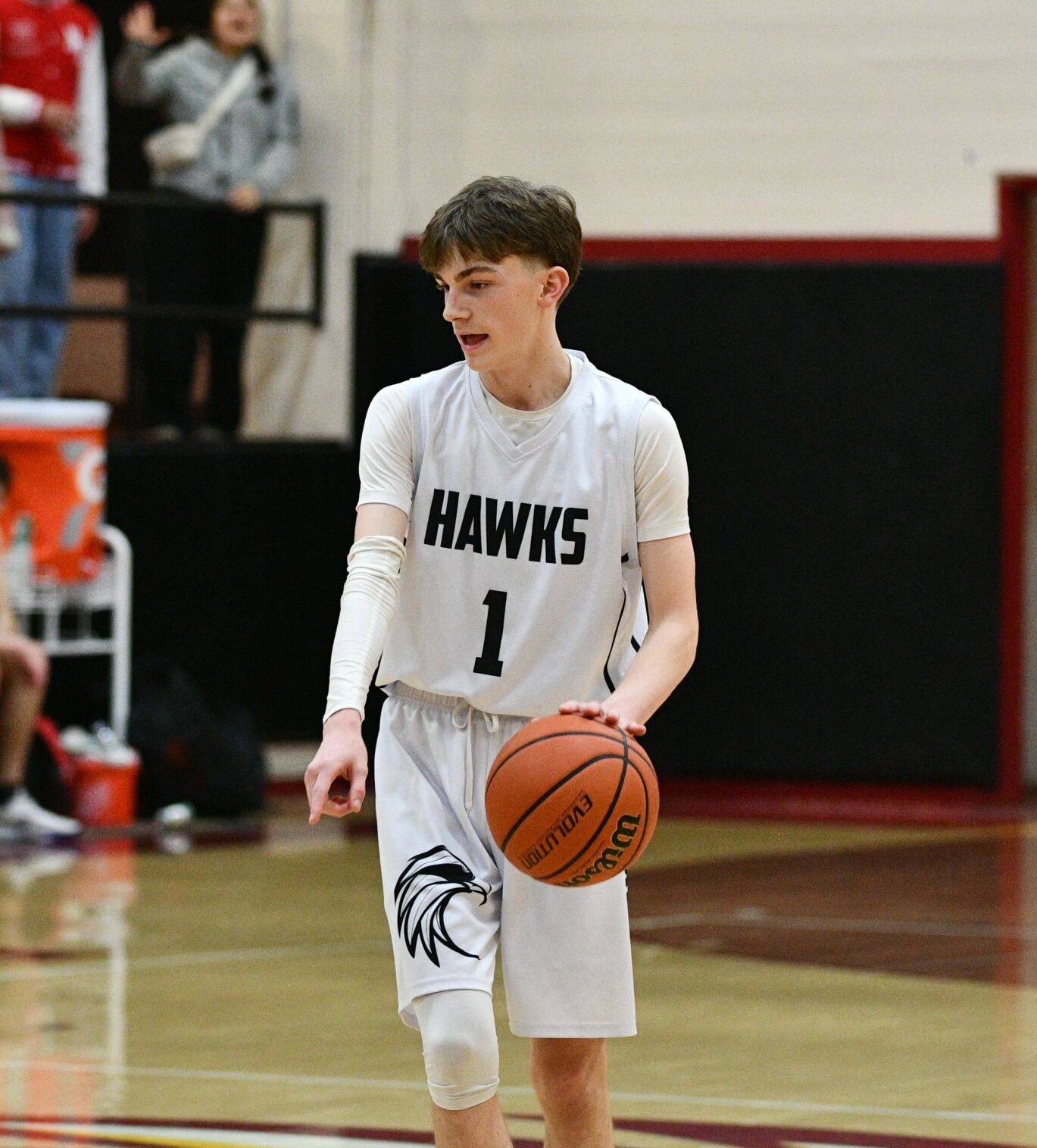 Oliver Stevens (1) handles the ball for The Dalles earlier the year against Baker.