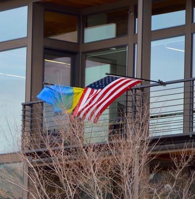 Ukrainian and American flags
