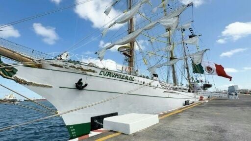 Repaired Mexican Navy training ship that slammed into NY Brooklyn Bridge returns home