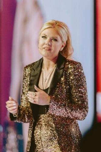 Turning Point USA CEO Erika Kirk, widow of right-wing political activist Charlie Kirk, speaks during the conservative group's annual AmericaFest conference in Phoenix, Arizona