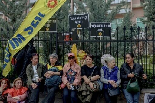 Dozens of teachers' unions members rallied outside the education ministry in the capital Ankara on Wednesday
