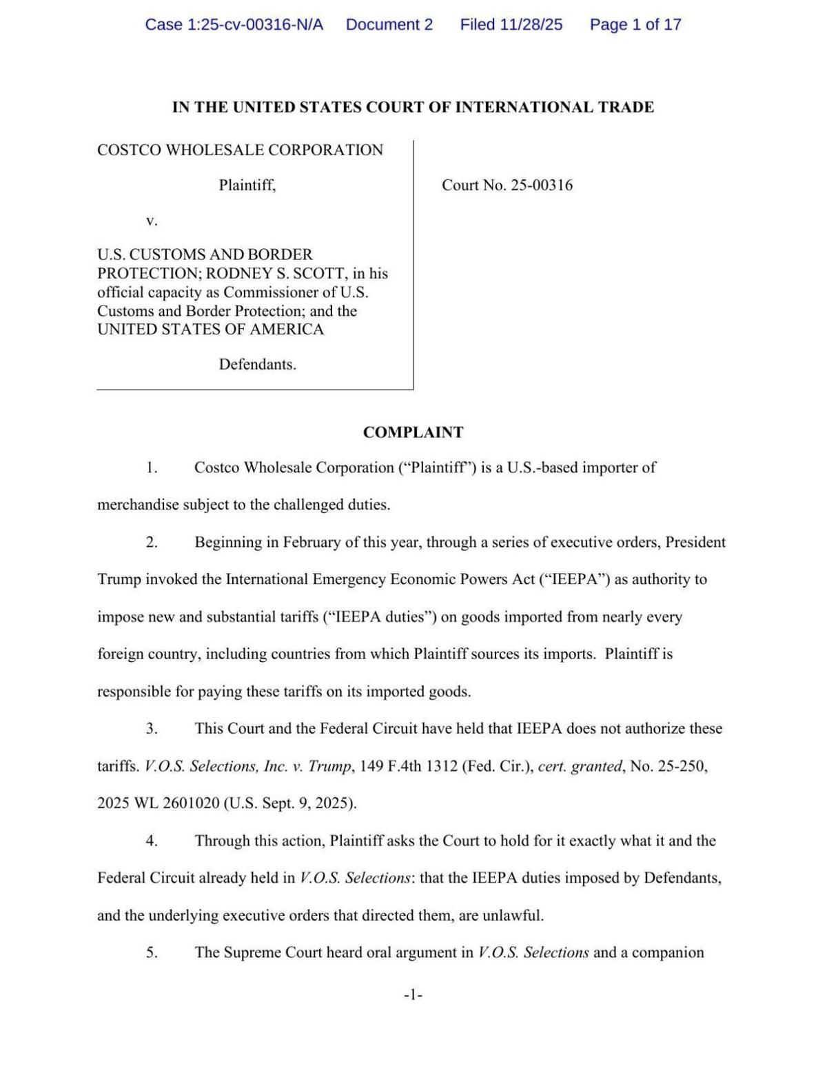Costco complaint 11-28-25