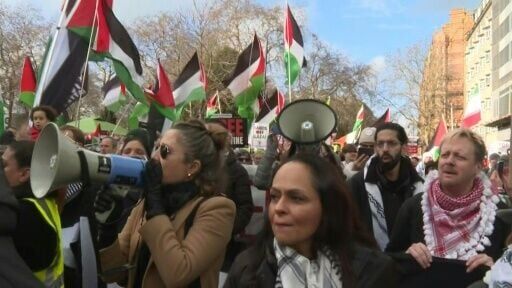 Protesters march in London in support of Palestinians