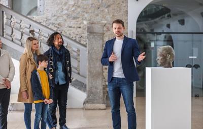 tourists visiting a museum