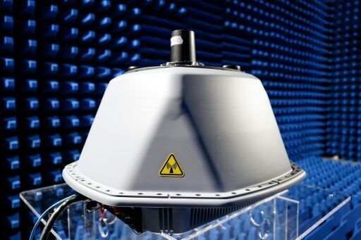 A DroneSentry-X Mk2 is seen in the anechoic chamber during a visit to DroneShield in Sydney on February 9, 2026