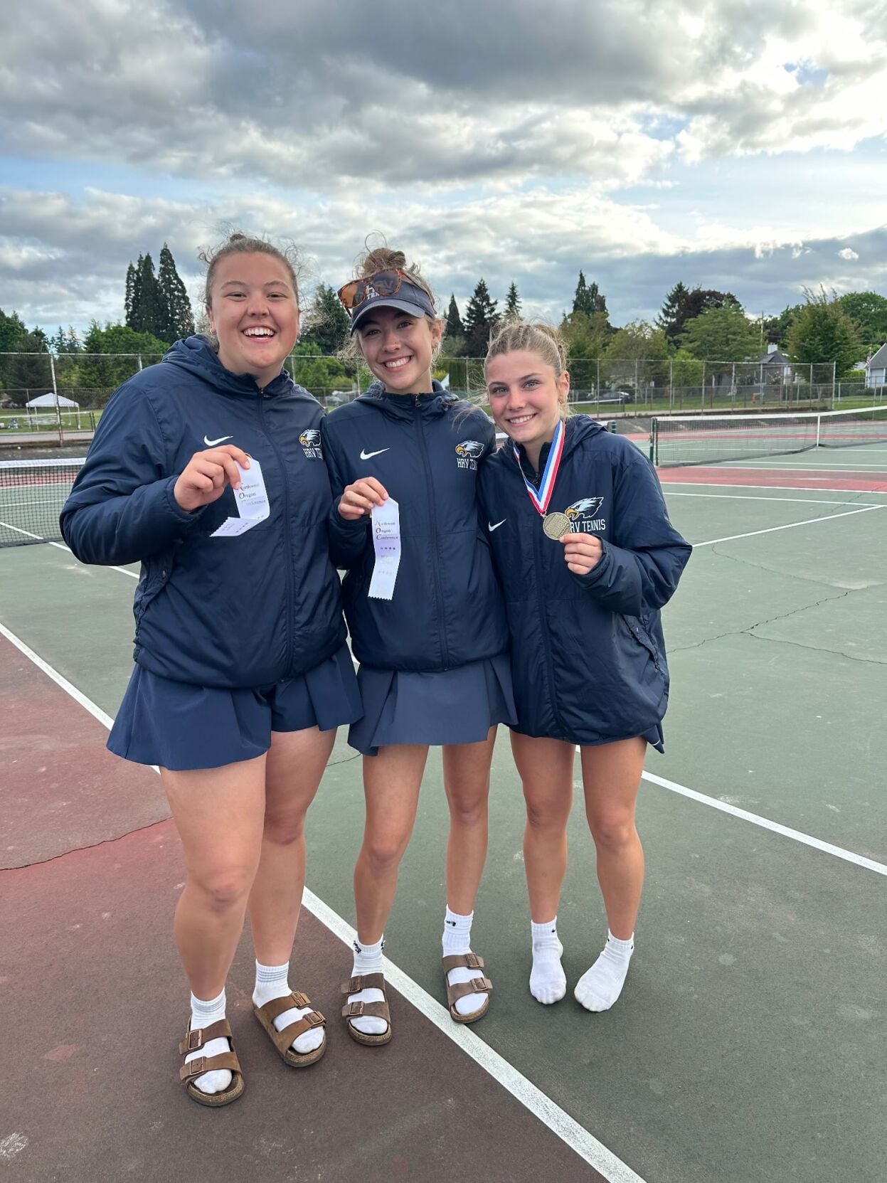 Left to right -Anna Dalbey, Charlotte Fuller, Kaylen Mitchell at Parkrose High School last week