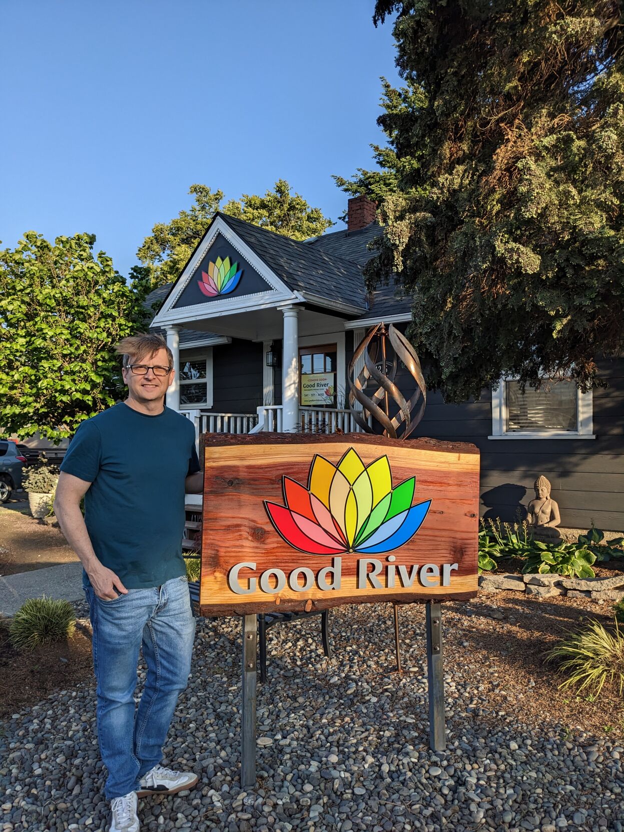 Tucker Meager, ND, outside of Good River in The Heights. Photo courtesy of Tucker Meager.