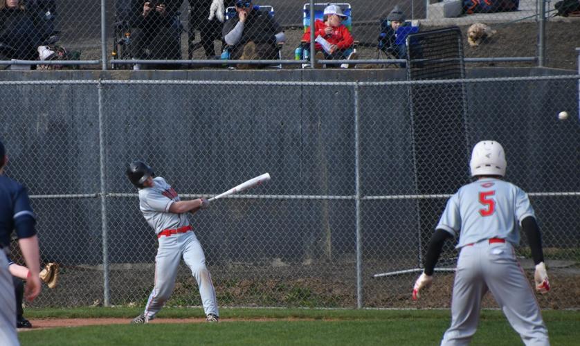 Sawyer Muehlbauer freshman hits a fast ball in Kings Way game 3-22DSC_7513.JPG