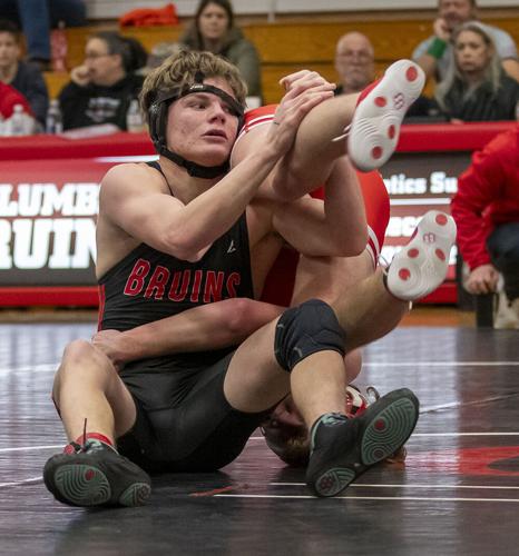 Falkner Grabb controls his opponent in a match this winter.