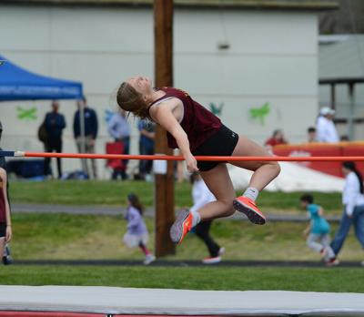 Riverhawk sophomore Willow Ziegenhagen in the high jump earlier this year.