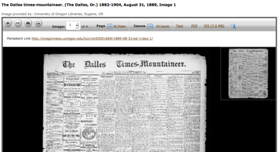 The Dalles newspapers from 1800's available online