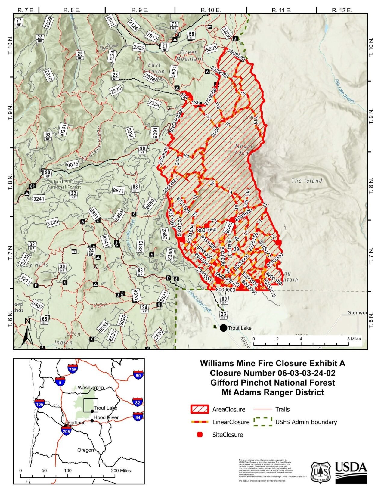 Williams Mine Fire evac map