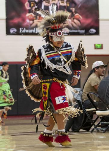 A member from The Columbia Gorge Native American Youth Advisory Council dances during Native American Heritage Night on Jan. 23 in The Dalles.  Zach Thummel photo