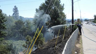 Fire damages planting area along 12th Street