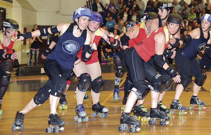 Derby dynamos: Gorge Rollergirls hit the hardwood at Hood River Valley High