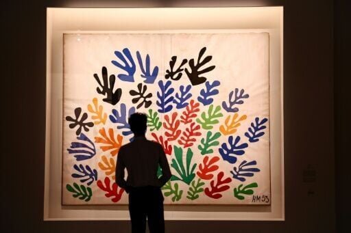 The exhibition includes Matisse's 'La Gerbe' (The Sheaf), showcasing his latter-year affinity for gouache cut-outs