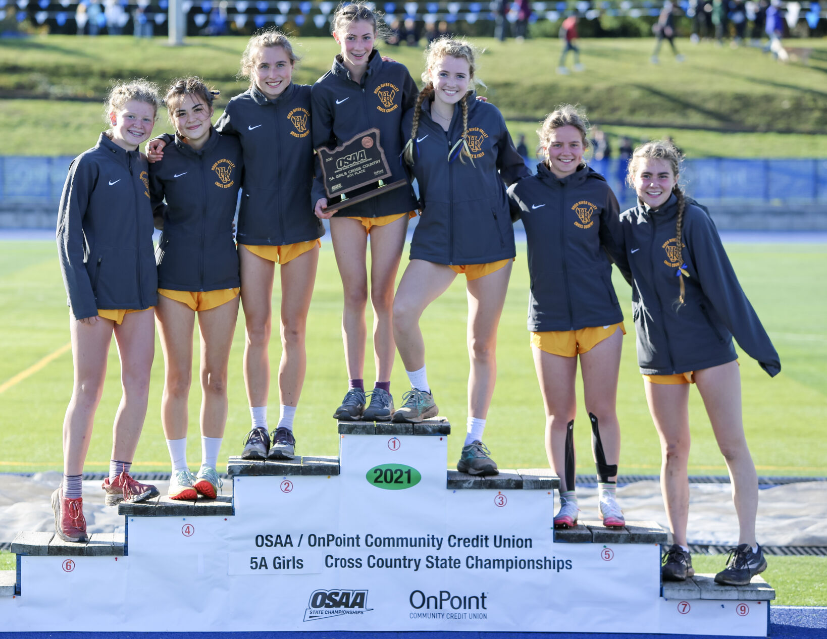 Hood River girls Cross Country on podium