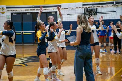 Members from the Hood River Valley volleyball celebrate last year.