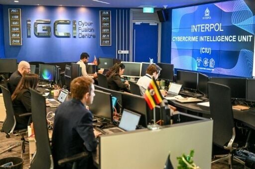 AFP was granted a look inside the global organisation's multi-pronged cybercrime facility, where specialists pore through massive amounts of data