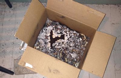 Cardboard makes bad ashtray