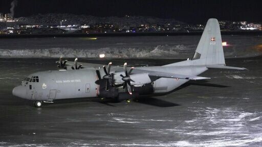 Danish military plane on tarmac after landing in Greenland overnight