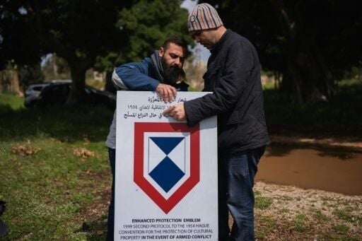 Museum employees hope this UNESCO-backed blue emblem will mean Israel avoids striking Tyre's historic monuments