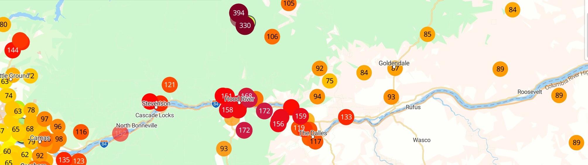 Columbia Gorge under continued smoke alert due to area wildfires | Free ...