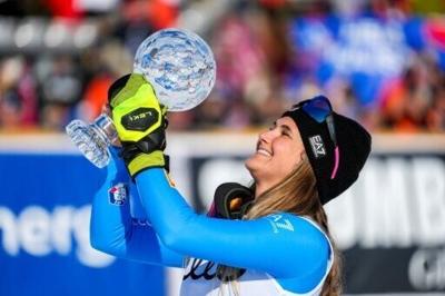 With her downhill win Saturday, Italy's Laura Pirovano ends 83 points clear of second-placed Aicher in overall standings