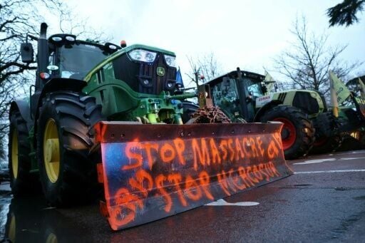 Farmers also protested in front of the French parliament's lower house