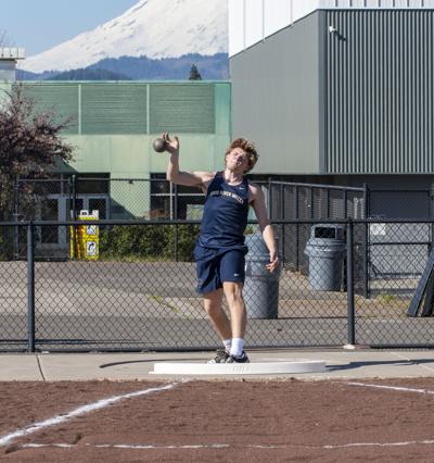 Senior Jack Miller throwing the shotput earlier this year.