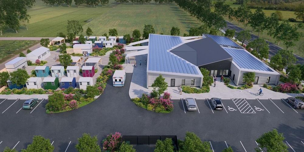 The Navigation Center, seen in an architect rendering above, will soon provide transitional tiny home housing, and a project is currently underway to purchased a local hotel for use as a more robust housing alternative. Location of the hotel has not yet...