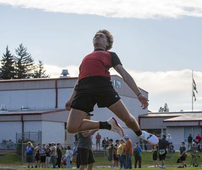 Bruin sophomore Levi Connell during the long jump on April 10.