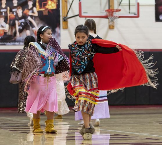 Children dance during Native American Heritage Night in The Dalles on Jan. 23.  Zach Thummel photo