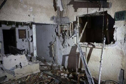 A damaged residential building in Rosh HaAyin, Israel