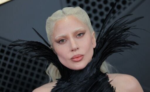 Lady Gaga was all in black feathers at the Grammy Awards