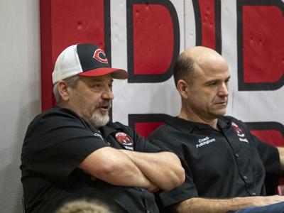 Columbia wrestling coaches Dave Blevins and Rich Polkinghorn  Noah Noteboom photo