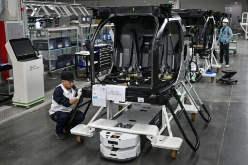 An assembly line for electric flying cars, which require critical minerals, at an Aridge factory in Guangzhou, China