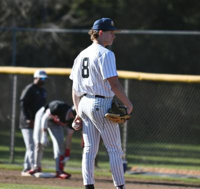 Landen Pratt (8) on the mound against Lincoln on April 3.