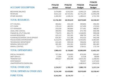 Proposed budget for fiscal year 2024-25