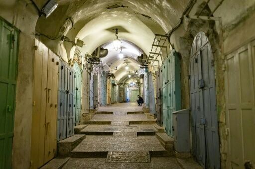 Shuttered store fronts in Jerusalem's Old City